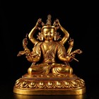 Superb Old Tibetan Gilt Gold Copper Eight Arm Kwan-yin Statue B