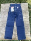 New Nos Vintage 70s Carhartt Blue Denim Work Pants Jeans 80w 29x34 Usa Union