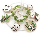 Panda Wine Glass Charms  Panda Gift For Women  Set Of 6 Adorable Pandas And B   