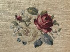 Vintage Wooden Needlepoint Floral Embroidered Seat Stool Bench Victorian Style