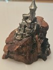 Vintage Perth Pewter Enchanted Castle Ray Lamb Wood Base Crystals Figurine