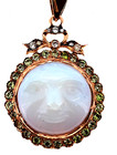 Antique Imperial Henrik wigstrom gold   Moonstone  diamonds  moon pendant 