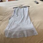 Silver Sequin Full Slip Dress For Women With Adjustable Straps And Striped Hem
