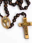 Unique Handcrafted Catholic Rosary     Wood Beads crucifix   Eucharist Centerpiece