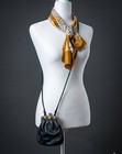 Vtg Brighton One World Black Leather Mini Crossbody Bag Ornate Kiss-lock