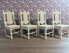 Dollhouse Miniature Set Of 4 Unfinished Wood Dining Room Chairs 1 12 Scale