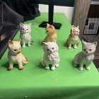 Vintage Ceramic Porcelain Cat Figurine Lot Of 6  Unbranded  2    Wide  3 5-4    Tall
