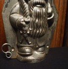 Antique Two Par Chocolate Mold Of A Santa Claus With Puppet By Walter