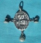 Large 16 Th Century Silver Beggar   s Badge With Beggar   s Cup And Gourd Bottles