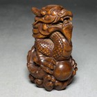Chinese Natural Boxwood Hand-carved Exquisite Dragon Statue