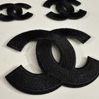 Choose Size - 1 Piece Double C Cc Black Embroidered Iron On Patch 1 5 2 3 Inch