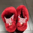 Ugg Fluff Yeah Women s 8 Red Shearling Fur Logo Strap Slide Slippers
