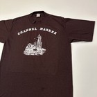 Vintage 80s Channel Marker Shirt Mens Size Large Brown Short Sleeve Tee Vtg