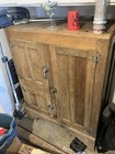 Antique Oak Wood Refrigerator Ice Box Chest Cabinet