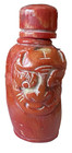 Antique Natural Orange  Red Coral Carved Asian Motif Snuff Bottle