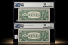 1957b  1 Silver Certificate Pmg 64 Epq Sequential Pair Consecutive Serials Va