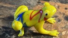 Small Murano Style Glass Handmade Frog Yellow W red   Blue Swirls 2   