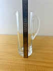 Vtg Hand Blown Clear Glass Martini Pitcher Applied Handle Pinch Spout 6 Cup Euc