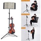Portable Folding Sheet Music Stand Tripod With Violin Hanger Height Adjustable 
