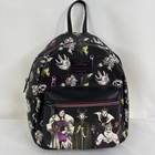 Loungefly Disney Villains All Over Print Mini Backpack Black Faux Leather
