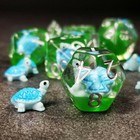 Sage s Familiars- Blue Baby Turtle Familiar Resin Polyhedral Dice Set   Rpg Dnd