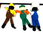 Vintage Handmade Amigurumi Crochet Folk Art Dolls Set Of 3