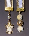 Angel Ribbon Bookmark Gold Tone Charm Blue White Beaded Book Marker Reader Gift