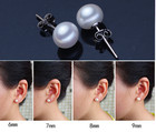 925 Sterling Silver Genuine Freshwater 3-12mm Pearl Stud Earrings Gift Love
