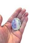 Antique Hand Painted Porcelain Brooch Violet Floral Oval Brass Pin Victorian