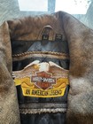 Harley-davidson Brown Leather Jacket Size L Embroidered Patches Motorsport