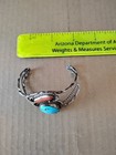 Native American Navajo Natural Turquoise Coral Sterling Silver Cuff Bracelet  