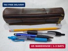 Vintage Leather Pencil Case Pouch  Full Grain Leather Zippered Pen Pouch Station