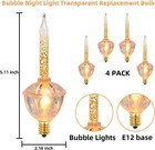 Sotopoo 4 Pack Vintage Christmas Clear Bubble Bulbs Replacement With Golden G