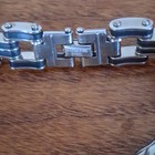 Men s Stainless Steel Bar Link Chain Bracelet Silver Tone Fold Over Clasp