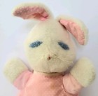 Vintage Eden Toys White Plush Bunny Rabbit Pink   White Polka Dot Dress  Ears