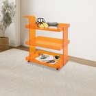 Orange Acrylic Utility Cart 80cm Storage Rolling Cart 3-tier Mobile Storage Cart