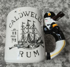 Vintage Caldwell s Rum Newburyport Mass Hot Toddy Mug Sea Captain Whistle Handle