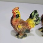  2  Vintage Thames Hand Painted Japan Rooster Hen Figurine Country Farmhouse