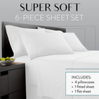 Queen 6 Piece Sheet Set - Hotel Quality  Breathable    Cooling Sheet Set With De