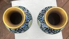 8  Ancient China Cloisonne Enamel Bronze Quing Dynasty Flower Bottle Vase Pair