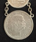 Antique Vintage Hawaii 1883 King Kalakaua Hawaiian Silver Coins Watch Fob Rare 