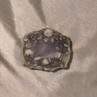 Vintage Incolay Stone Jewelry Box Purple White Floral Hinged Flower Trinket Ring