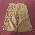 Men s Beige Cargo Shorts Cotton Canvas Zip Closure Cargo Pockets Flat Front