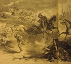 1862 Double-page Print  Union Cavalry Routs Confederate Guerrillas  Virginia Map