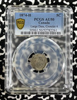 1874-h Canada 5 Cents Pcgs Au50 Lot g314 Silver  Large Date  Crosslet  4 