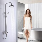Vintage Exposed Tub Shower System Brushed Nickel Wall Mount Shower Faucet Set