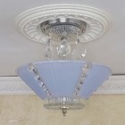 027c Antique Vintage 30s 40 s Ceiling Light Lamp Fixture Glass Shade Chandelier