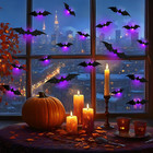 36 Pcs Led Bats Halloween Decoration 3d Wall Stickers  Constant Bright Purple Li