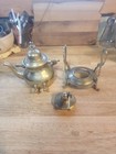 Vintage Brass Tea Pot W warmer On Stand Ornate Design Saudia Arabia