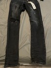 Purple Brand Black Distressed Slim Straight Cotton Jeans Men   s 5-pocket Denim